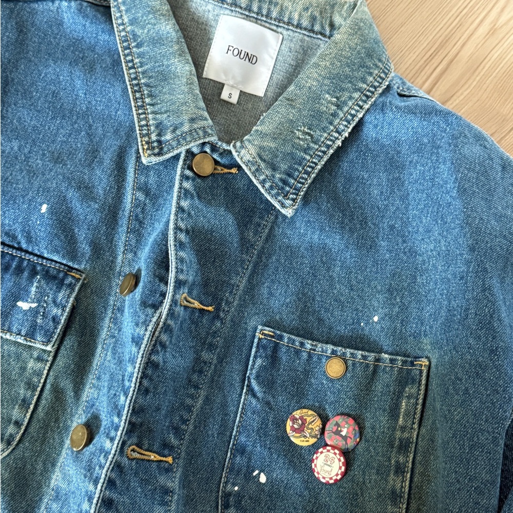 Found Blue Jean Jacket with Pins - Picture 2 of 3